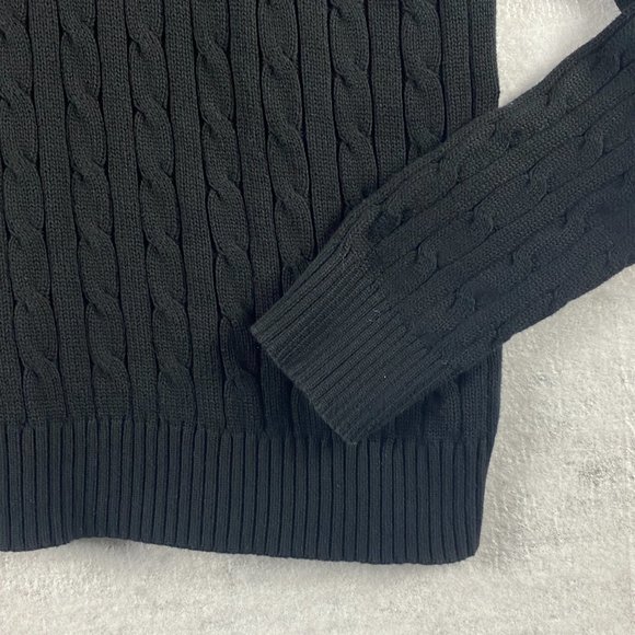 Old Navy Sweater Mens XL Cotton Black Cable Knit‎ Crew Neck Long Sleeve Pullover - Picture 5 of 14